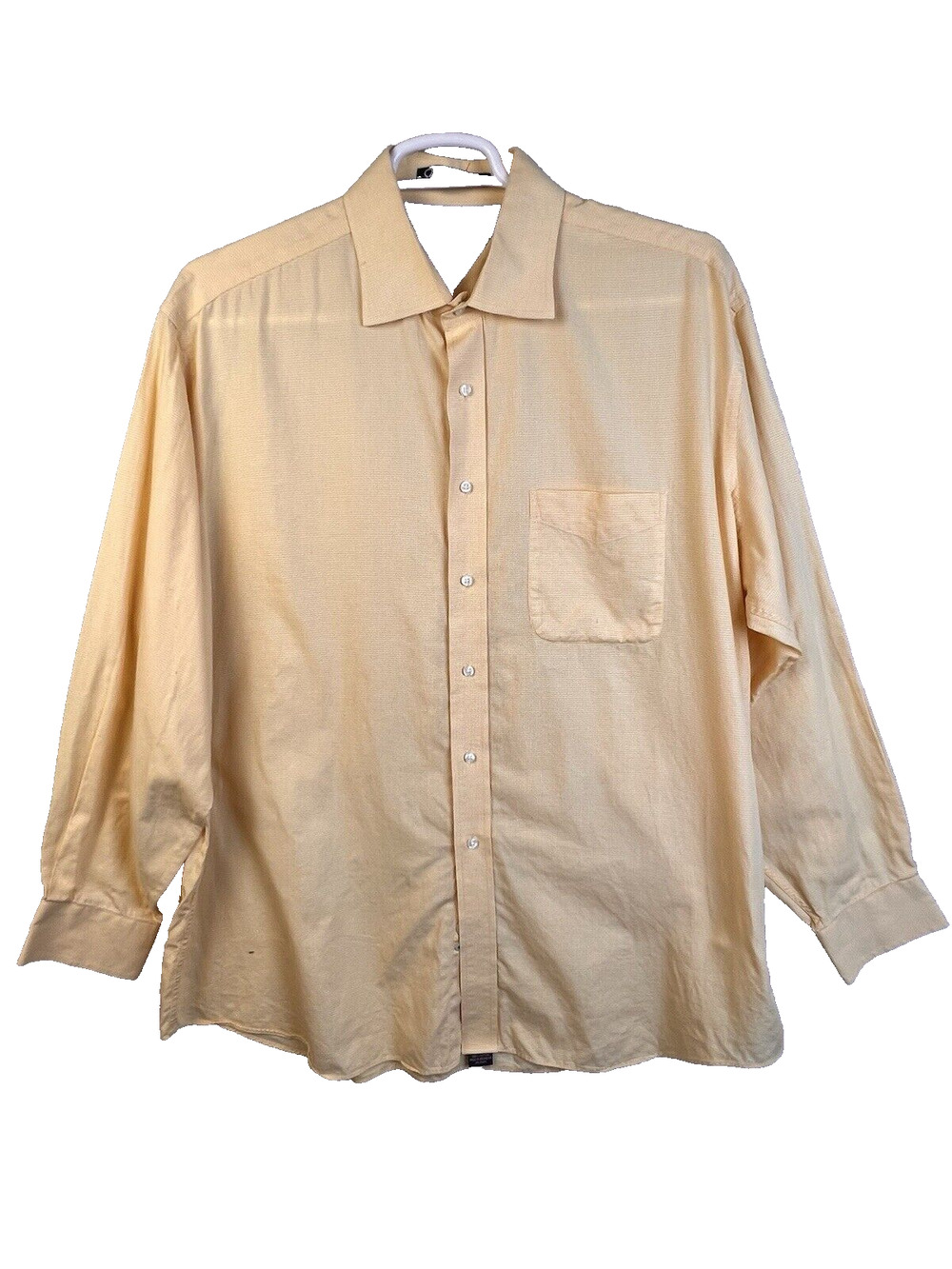 Tommy Hilfiger Button Down Shirt Men 17.5 XL Yellow Check Lifetime Collection